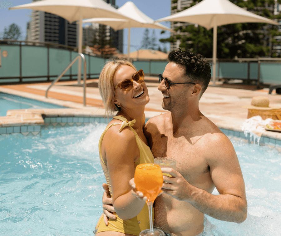 couple in the pool