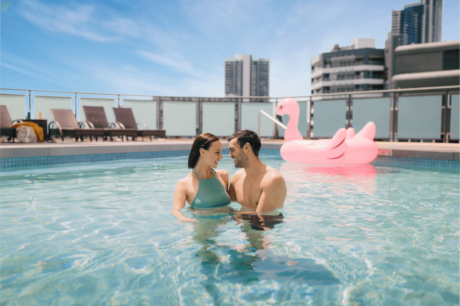 couple in the pool